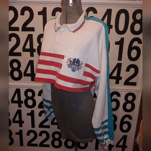 Vintage 90s Atlantic Run Van Hueson Nautical Polo Crop Top